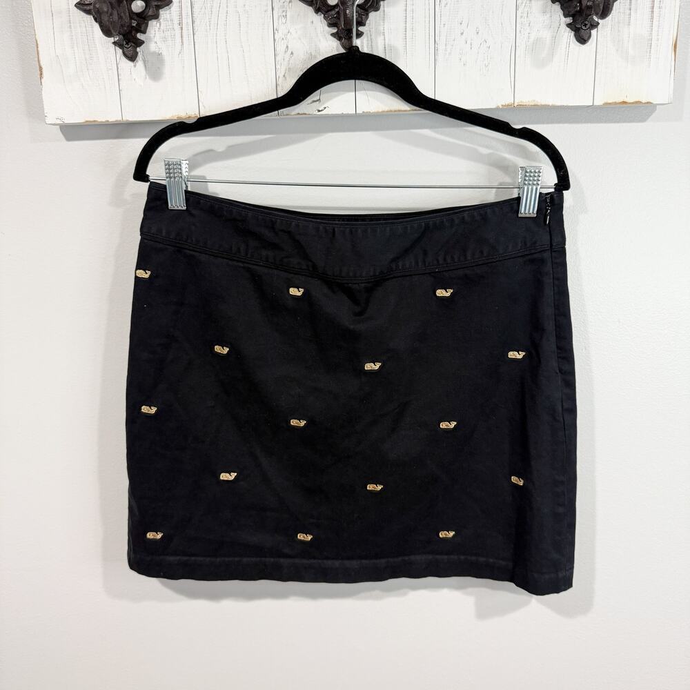 Vineyard Vines Whale Embroidered Mini Skirt Navy Gold Whales Size 10